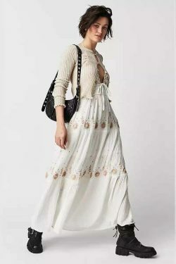 Y2K Aesthetic V-Neck Backless Maxi Dress for Women - Coquette Style Grunge Fashion Outfit