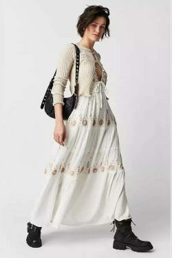 Y2K Aesthetic V-Neck Backless Maxi Dress for Women - Coquette Style Grunge Fashion Outfit