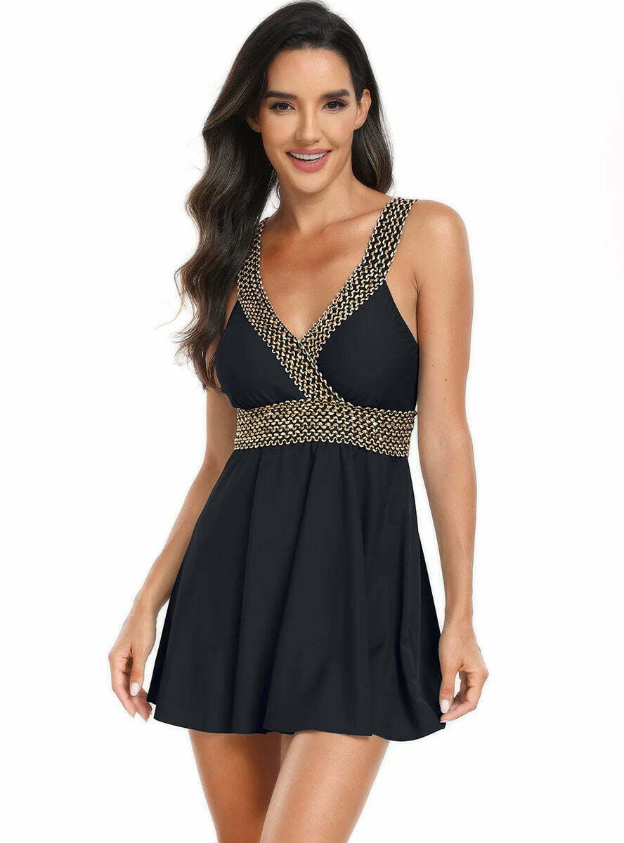 Y2K Aesthetic V-Neck Bikini Swimsuit - Coquette Style for Women Y2K Aesthetic V-Neck Bikini Swimsuit - Coquette Style for Women