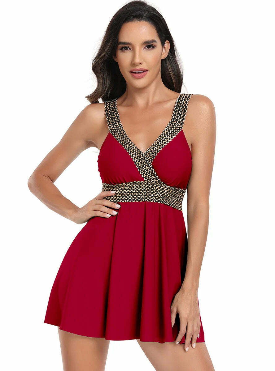 Y2K Aesthetic V-Neck Bikini Swimsuit - Coquette Style for Women Y2K Aesthetic V-Neck Bikini Swimsuit - Coquette Style for Women