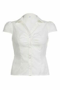 Y2K Aesthetic V-Neck Ruched Shirt - Coquette Style Grunge Fashion - Cute Tops & Cargo Skirt