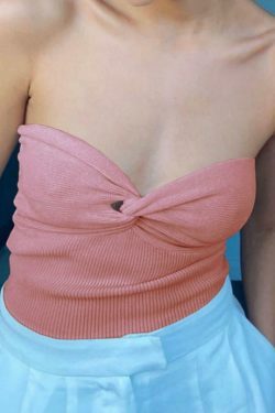 Y2K Aesthetic Vallice Strapless Off Shoulder Top - Coquette Style Cute Pastel Goth Fashion