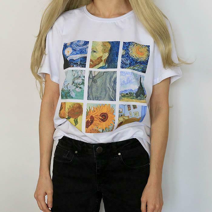 Y2K Aesthetic Van Gogh T-Shirt - Coquette Grunge Outfit with Pastel Goth Vibes Y2K Aesthetic Van Gogh T-Shirt - Coquette Grunge Outfit with Pastel Goth Vibes