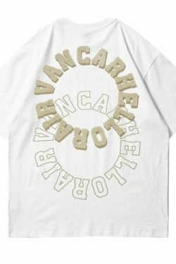 Y2K Aesthetic VANCARHELL Varsity T-Shirt - Coquette & Grunge Style Cute Tops & Cargo Skirt