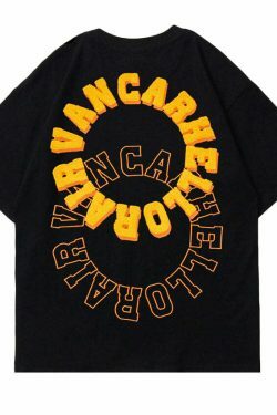 Y2K Aesthetic VANCARHELL Varsity T-Shirt - Coquette & Grunge Style Cute Tops & Cargo Skirt