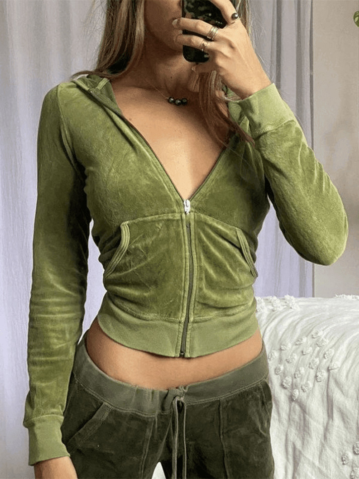 Y2K Aesthetic Velvet Zip Up Hoodie for Women - Coquette Style Grunge Fashion with Pastel Goth Vibes Y2K Aesthetic Velvet Zip Up Hoodie for Women - Coquette Style Grunge Fashion with Pastel Goth Vibes