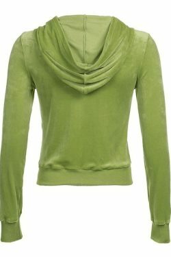 Y2K Aesthetic Velvet Zip Up Hoodie for Women - Coquette Style Grunge Fashion with Pastel Goth Vibes