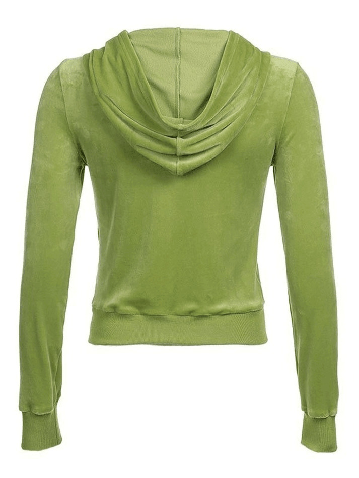 Y2K Aesthetic Velvet Zip Up Hoodie for Women - Coquette Style Grunge Fashion with Pastel Goth Vibes Y2K Aesthetic Velvet Zip Up Hoodie for Women - Coquette Style Grunge Fashion with Pastel Goth Vibes