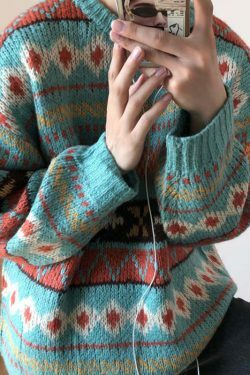 Y2K Aesthetic Vintage Knitted Women's Sweater in Coquette Style