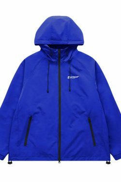 Y2K Aesthetic Water-Repellent Hooded Jacket with Zip-Up - Niche Women's Fashion