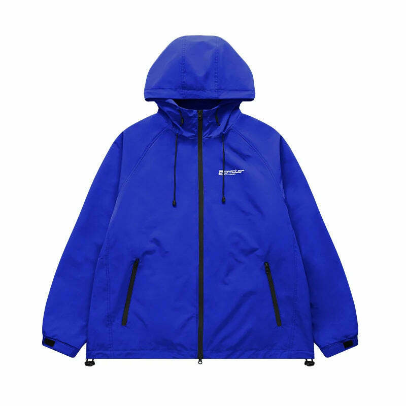 Y2K Aesthetic Water-Repellent Hooded Jacket with Zip-Up - Niche Women's Fashion