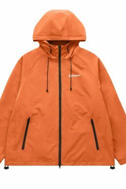 Y2K Aesthetic Water-Repellent Hooded Jacket with Zip-Up - Niche Women's Fashion