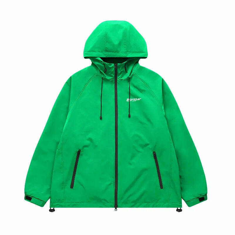 Y2K Aesthetic Water-Repellent Hooded Jacket with Zip-Up - Niche Women's Fashion