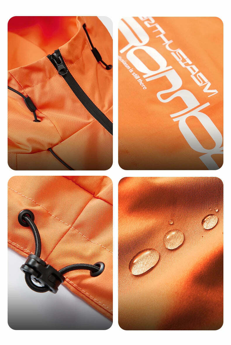 Y2K Aesthetic Water-Repellent Hooded Jacket with Zip-Up - Niche Women's Fashion