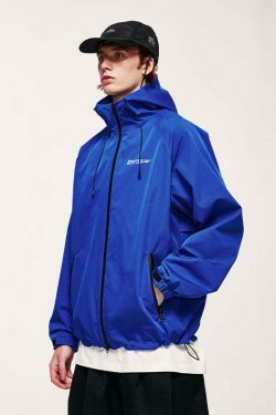 Y2K Aesthetic Water-Repellent Hooded Jacket with Zip-Up - Niche Women's Fashion