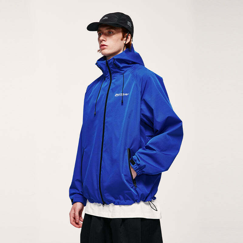 Y2K Aesthetic Water-Repellent Hooded Jacket with Zip-Up - Niche Women's Fashion