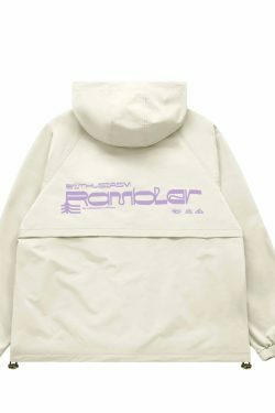 Y2K Aesthetic Water-Repellent Hooded Jacket with Zip-Up - Niche Women's Fashion