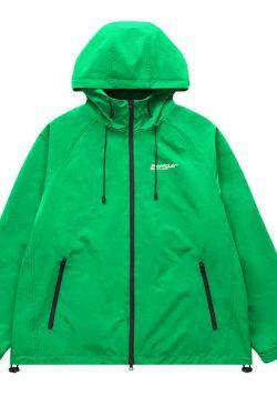 Y2K Aesthetic Water-Repellent Hooded Jacket with Zip-Up - Niche Women's Fashion