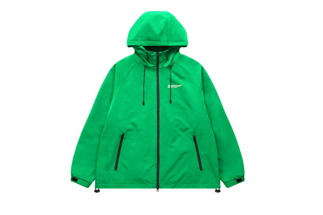 Y2K Aesthetic Water-Repellent Hooded Jacket with Zip-Up - Niche Women's Fashion