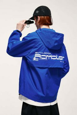 Y2K Aesthetic Water-Repellent Hooded Jacket with Zip-Up - Niche Women's Fashion