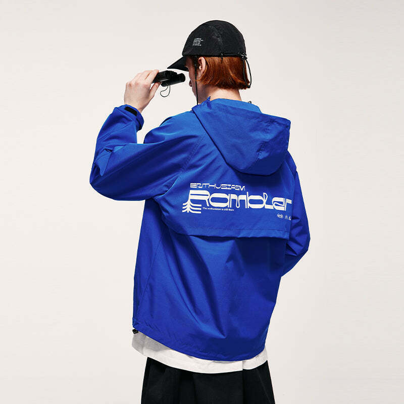 Y2K Aesthetic Water-Repellent Hooded Jacket with Zip-Up - Niche Women's Fashion