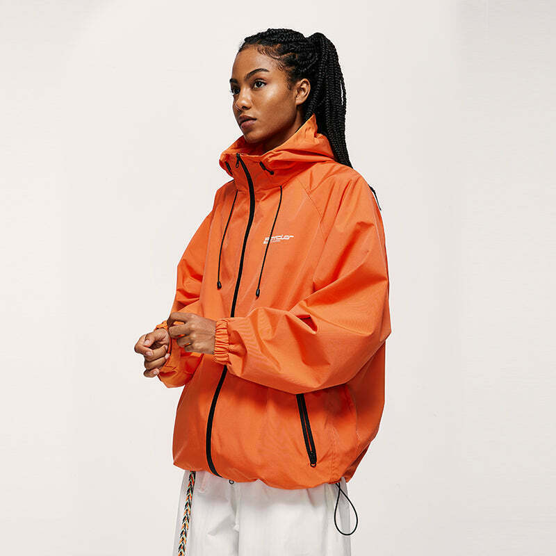 Y2K Aesthetic Water-Repellent Hooded Jacket with Zip-Up - Niche Women's Fashion