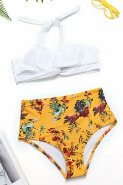 Y2K Aesthetic White Bra Bikini Set - High Waist Halter Cross Swimsuit