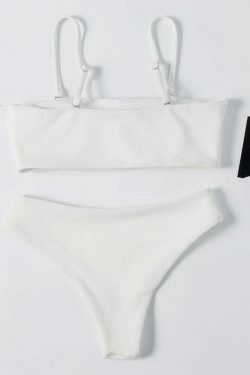 Y2K Aesthetic White High Cut Cami Bikini Set - Coquette Style for Niche Women Fashion