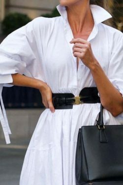 Y2K Aesthetic White Loose Dress - Coquette Style Elegant Long-Sleeved Women's Fashion