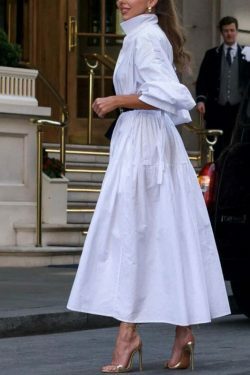 Y2K Aesthetic White Loose Dress - Coquette Style Elegant Long-Sleeved Women's Fashion