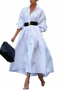 Y2K Aesthetic White Loose Dress - Coquette Style Elegant Long-Sleeved Women's Fashion