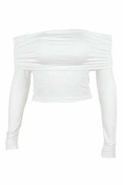 Y2K Aesthetic White Off Shoulder Top - Coquette Style Grunge Fashion for Women