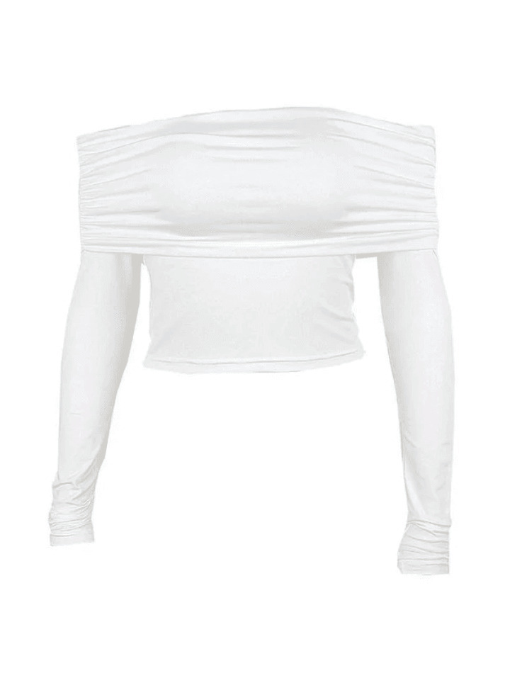 Y2K Aesthetic White Off Shoulder Top - Coquette Style Grunge Fashion for Women