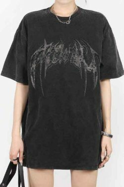 Y2K Aesthetic Wing Print Oversized Short Sleeve Tee for Women - Coquette & Grunge Style Fashion