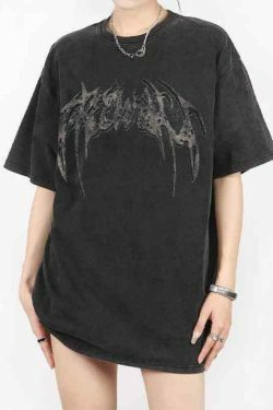 Y2K Aesthetic Wing Print Oversized Short Sleeve Tee for Women - Coquette & Grunge Style Fashion