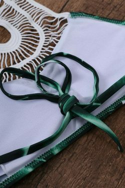 Y2K Aesthetic Wireless Print Bikinis Crochet Halter Sets Swimwear