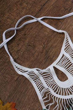 Y2K Aesthetic Wireless Print Bikinis Crochet Halter Sets Swimwear