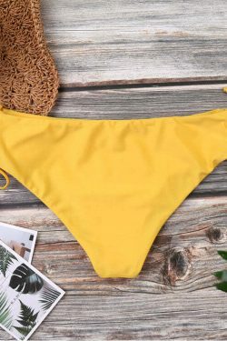 Y2K Aesthetic Yellow Ribbed String Bikini Set - Coquette Style for Women - Grunge Fashion