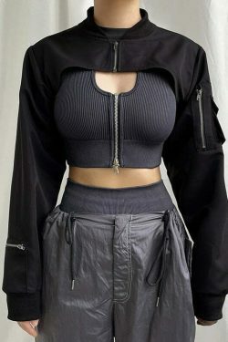 Y2K Aesthetic Zipper Blouse: Coquette & Grunge Style, Cute Tops, Pastel Goth, Cargo Skirt