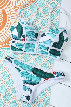 Y2K Aesthetic Zippered Tropical Bikini for Women - Coquette Style Grunge Fashion with Pastel Goth