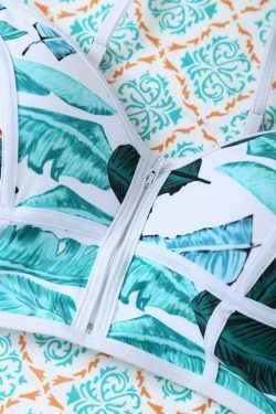 Y2K Aesthetic Zippered Tropical Bikini for Women - Coquette Style Grunge Fashion with Pastel Goth