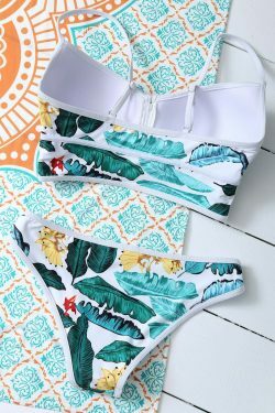 Y2K Aesthetic Zippered Tropical Bikini for Women - Coquette Style Grunge Fashion with Pastel Goth