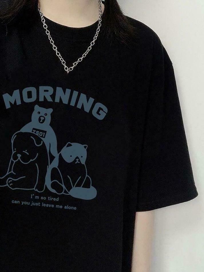 Y2K Animal Print Loose-Fit Top with Lettering - Coquette Aesthetic, Grunge Y2K Animal Print Loose-Fit Top with Lettering - Coquette Aesthetic, Grunge