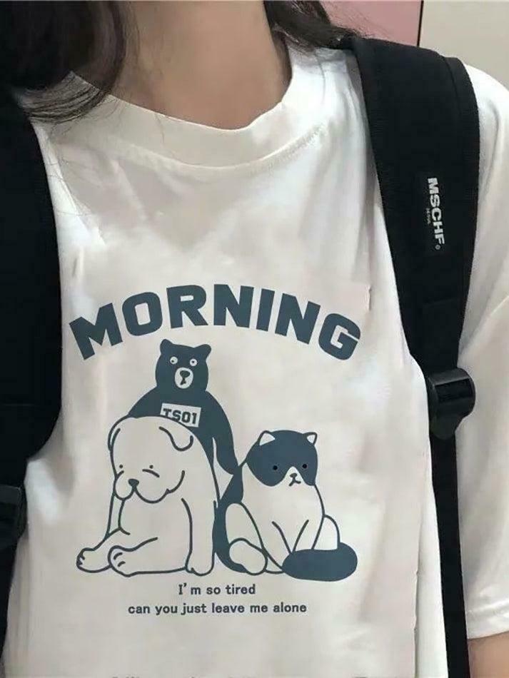 Y2K Animal Print Loose-Fit Top with Lettering - Coquette Aesthetic, Grunge Y2K Animal Print Loose-Fit Top with Lettering - Coquette Aesthetic, Grunge