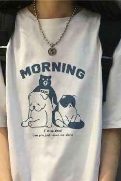 Y2K Animal Print Loose-Fit Top with Lettering - Coquette Aesthetic, Grunge