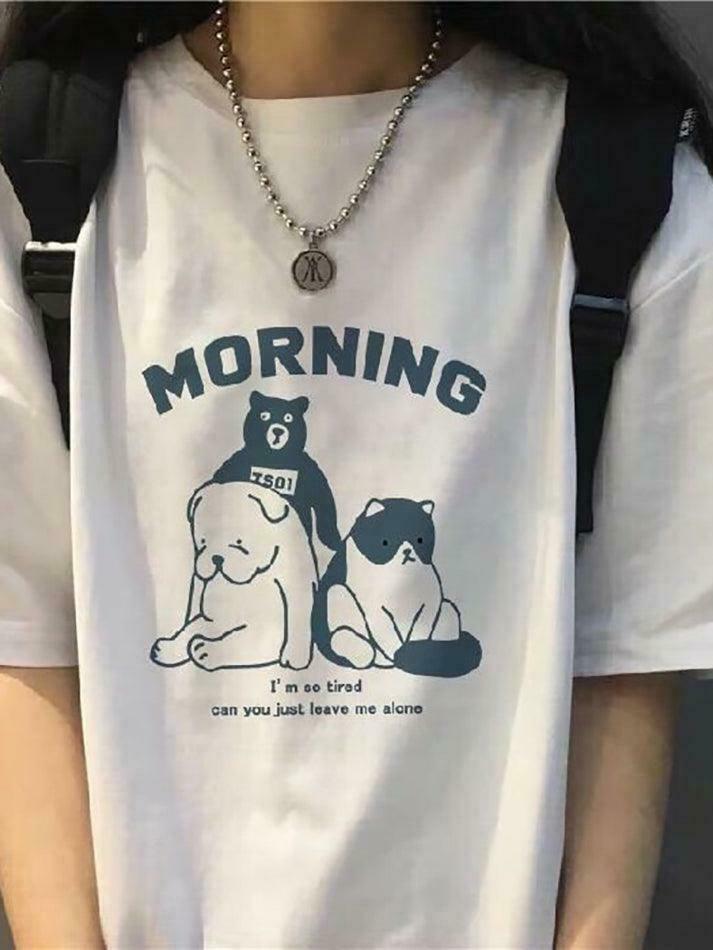 Y2K Animal Print Loose-Fit Top with Lettering - Coquette Aesthetic, Grunge Y2K Animal Print Loose-Fit Top with Lettering - Coquette Aesthetic, Grunge