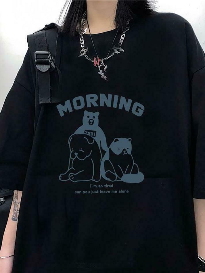 Y2K Animal Print Loose-Fit Top with Lettering - Coquette Aesthetic, Grunge Y2K Animal Print Loose-Fit Top with Lettering - Coquette Aesthetic, Grunge