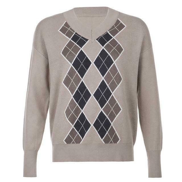 Y2K Argyle Sweater - Coquette Aesthetic Grunge Style for Women - Cute Pastel Goth Fashion Y2K Argyle Sweater - Coquette Aesthetic Grunge Style for Women - Cute Pastel Goth Fashion