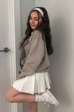 Y2K Argyle Sweater - Coquette Aesthetic Grunge Style for Women - Cute Pastel Goth Fashion