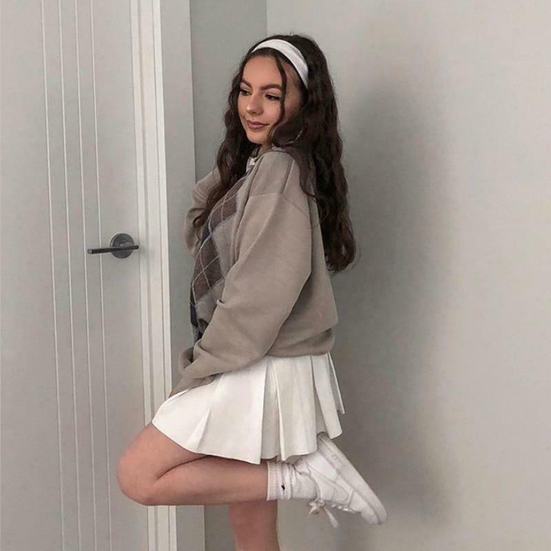 Y2K Argyle Sweater - Coquette Aesthetic Grunge Style for Women - Cute Pastel Goth Fashion Y2K Argyle Sweater - Coquette Aesthetic Grunge Style for Women - Cute Pastel Goth Fashion